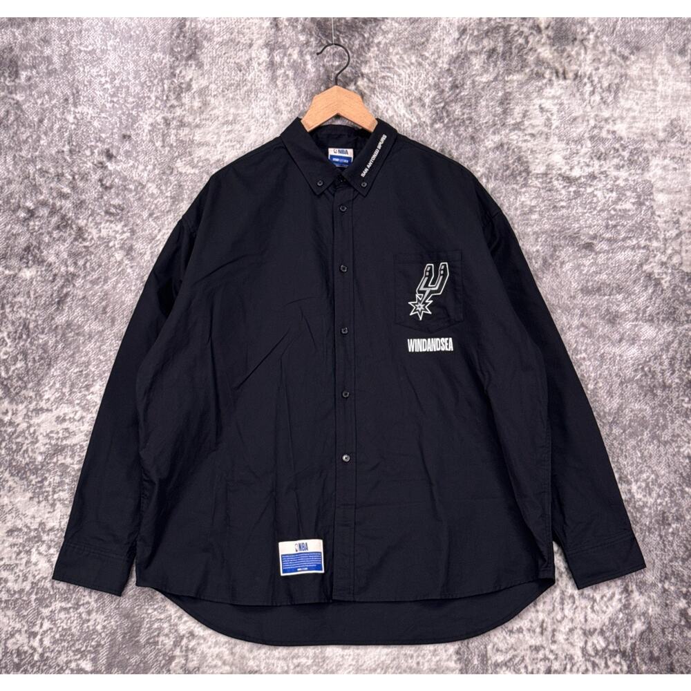 NBA x WIND AND SEA Shirt Large Men San Antonio Spurs Oversized Oxford Made Japan